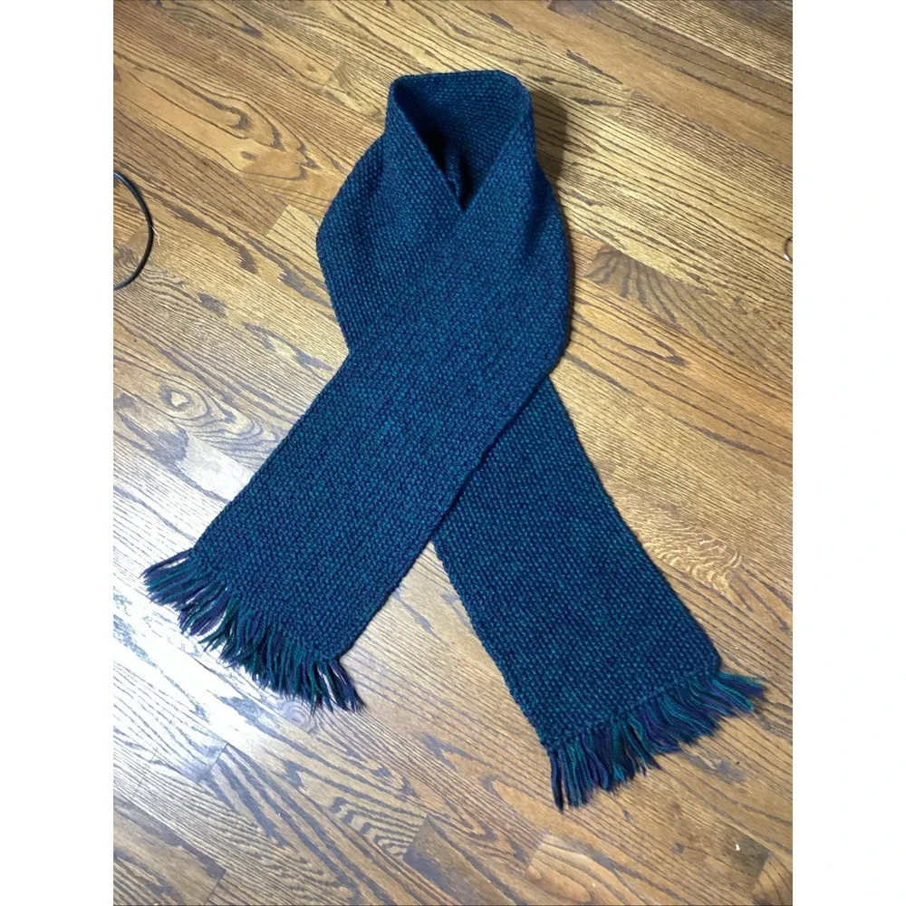 Vtg Marshall Fields Country Shop 100% Pure Wool Blue/green Sweater Scarf 70